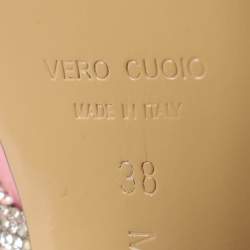 Pre Owned Mach & Mach Light Pink Satin Double Bow Crystal Embellished Platform Pumps Size 38