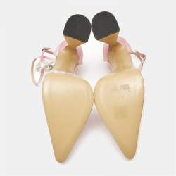 Pre Owned Mach & Mach Light Pink Satin Bow Chain Platform Pumps Size 39