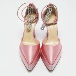 Pre Owned Mach & Mach Light Pink Satin Bow Chain Platform Pumps Size 39