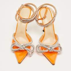 Pre Owned Mach & Mach Pink Patent Leather and PVC Crystal Embellish Double Bow Pumps Size 40