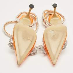 Pre Owned Mach & Mach Pink Patent Leather and PVC Crystal Embellish Double Bow Pumps Size 40