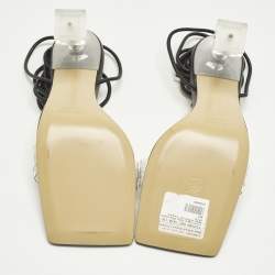 Pre Owned Mach & Mach Size 38.5 Black Leather and PVC Ankle Strap Sandals