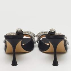 Pre Owned صندل مفتوح ماك أند ماك جلد لامع أحمر مع فيونكة مزدوجة مرصّعة بالكريستال مقاس 40.5