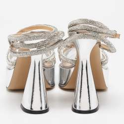 Pre Owned Mach & Mach Georgian Size 39 Silver/Transparent  Leather and PVC  Double Bow Pumps