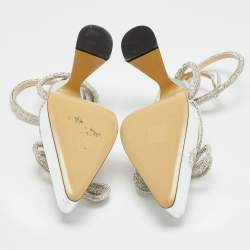 Pre Owned Mach & Mach Georgian Size 39 Silver/Transparent  Leather and PVC  Double Bow Pumps