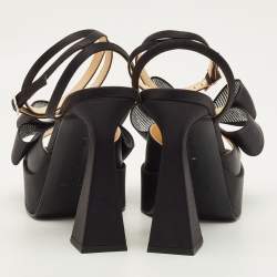 Pre Owned Mach & Mach Le Cadeau Size 42 Black Satin Platform Sandals