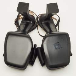 Pre Owned Mach & Mach Le Cadeau Size 42 Black Satin Platform Sandals