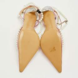 Pre Owned Mach & Mach Diamond of Elizabeth Imitation Pearl Size 38 Pink Patent Leather and PVC Pumps