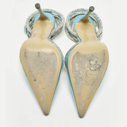 Pre Owned حذاء كعب عالي ماك & ماك ساتان كريمي مزخرف بالكريستال على شكل قلب مقاس 39