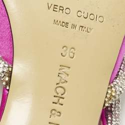 مملوكة مسبقًا Mach & Mach Double Bow Size 36 Fuchsia Pink Satin Mules