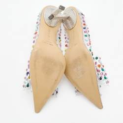 Pre Owned حذاء كعب عالي ماك & ماك بي في سي وجلد فضي فيونكة مرصع كريستال مقاس 40