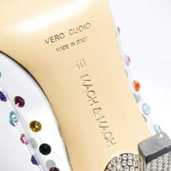 Pre Owned حذاء كعب عالي ماك & ماك بي في سي وجلد فضي فيونكة مرصع كريستال مقاس 40