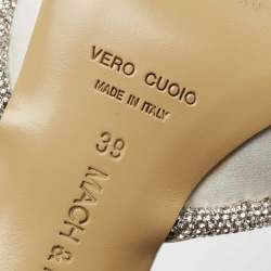 Pre Owned Mach & Mach White Satin Bow Embellished Pointed Toe Mule Sandals Size 39