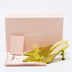 Pre Owned Mach & Mach Green PVC and Satin Embellished  Bella Mules Size 37.5