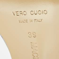 Pre Owned Mach & Mach Silver/Transparent PVC and Leather Crystal Embellished Ankle Strap Sandals Size 39