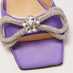 Pre Owned Mach & Mach Purple Satin Double Bow Slide Sandals Size 37