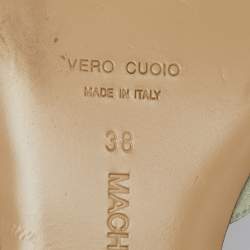 Pre Owned Mach & Mach Mint Green Satin Crystal Embellished Double Bow Flat Slides Size 38