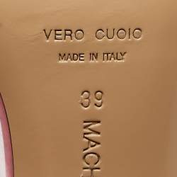 Pre Owned Mach & Mach Pink PVC Crystal Embellished Flower Mules Size 39