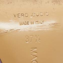 مملوكة مسبقًا Mach & Mach Iridescent Leather Crystal Embellished Slide Sandals Size 37.5