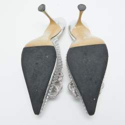 مملوكة مسبقًا Mach & Mach Transparent PVC Crystal Embellished Carrie Mules Size 37