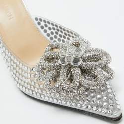 مملوكة مسبقًا Mach & Mach Transparent PVC Crystal Embellished Carrie Mules Size 37