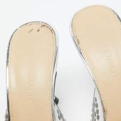 مملوكة مسبقًا Mach & Mach Transparent PVC Crystal Embellished Carrie Mules Size 37