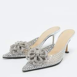مملوكة مسبقًا Mach & Mach Transparent PVC Crystal Embellished Carrie Mules Size 37