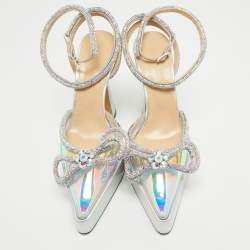 Mach & Mach Multicolor PVC Crystal Embellished Double Bow Platform Ankle Strap Pumps Size 41