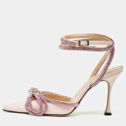 مملوكة مسبقًا Mach & Mach Pink Glitter Double Bow Ankle Wrap Pumps Size 40