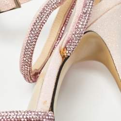 مملوكة مسبقًا Mach & Mach Pink Glitter Double Bow Ankle Wrap Pumps Size 40