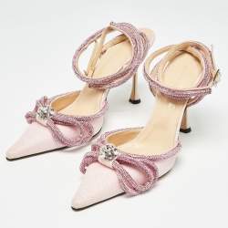 مملوكة مسبقًا Mach & Mach Pink Glitter Double Bow Ankle Wrap Pumps Size 40