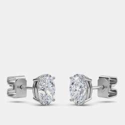 14K Oval Cut Solitaire Lab Grown Diamonds Earrings (3/4 Ctw)