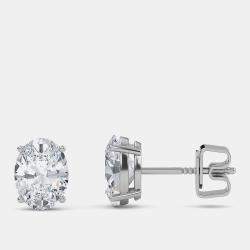 14K Oval Cut Solitaire Lab Grown Diamonds Earrings (3/4 Ctw)