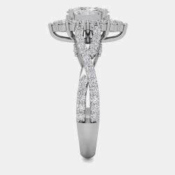 14Kw Double Twist Halo Bridal Ring (2 Ctw 1 Ov Ctr) EU 48