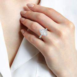 مملوكة مسبقًا 14Kw Engagement Mq Lgd Vintage Bridal Ring (1.5Ctw) EU 48