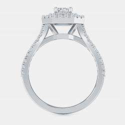 Pre Owned 14Kw Double Halo Ldg On Split Shank Bridal Ring (1.25 Ct 5/8 Ctr) EU 48