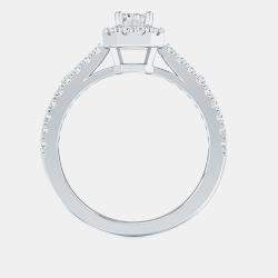 Pre Owned 14K Halo Ldg On Shank Bridal Ring EU 48