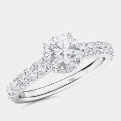 14k Hidden Halo Solitaire LGD In Shank Bridal Ring (1.5 Ctw 1Ct) EU 48