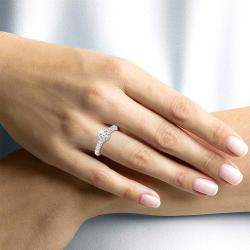 14k Hidden Halo Solitaire LGD In Shank Bridal Ring (1.5 Ctw 1Ct) EU 48