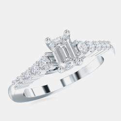 Pre Owned 14K 1Ctw Ec Solitaire With Lgd On Shank Bridal Ring (5/8 Ctr) EU 48