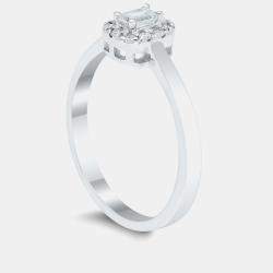 مملوكة مسبقًا خاتم زفاف 14 قيراط هالو (1/4 قيراط إجمالي) مقاس 48 الاتحاد الأوروبي