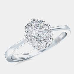 Pre Owned خاتم زفاف بقطع بيضاوي هالو 14 قيراط ألماس مزروع مختبريًا (1 قيراط بالإجمال) مقاس الاتحاد الأوروبي 48