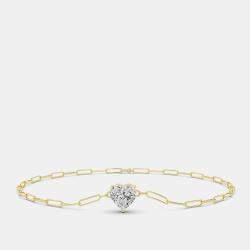 مملوكة مسبقًا 14K Heart Shape Paper Clip 6.5" Lab Grown Diamond Bracelet (0.50 Ctw)