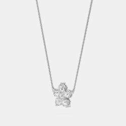 14K 6 Lab Grown Diamond Stone Flower 18" Pendant With Chain (0.85 Ctw)