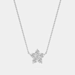 14K 6 Lab Grown Diamond Stone Flower 18" Pendant With Chain (0.85 Ctw)