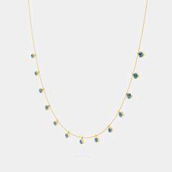 14K 13 Blue Lab Grown Diamond Stone 18" Bezel Pendant Neckalce (2.75 Ctw)