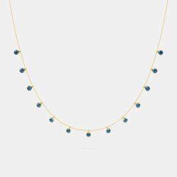 14K 13 Blue Lab Grown Diamond Stone 18" Bezel Pendant Neckalce (2.75 Ctw)