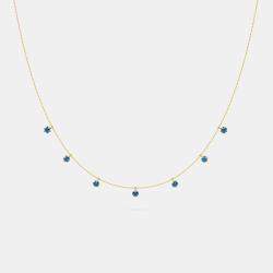 14K 7 Blue Lab Grown Diamond Stone  18" Pendant (1.50 Ctw)