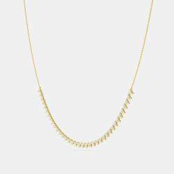 14K 3 Stone Flower 16" Inch 61 Links Lab Grown Diamond Necklace (2.00 Ctw)