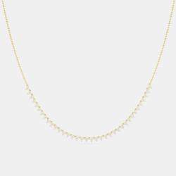 14K 3 Stone Flower 16" Inch 61 Links Lab Grown Diamond Necklace (2.00 Ctw)